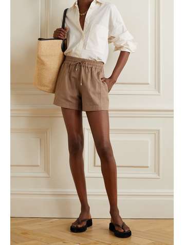 APIECE APART Trail linen and cotton-blend twill shorts