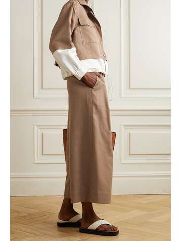 APIECE APART Cecilia pleated linen and cotton-blend twill culottes