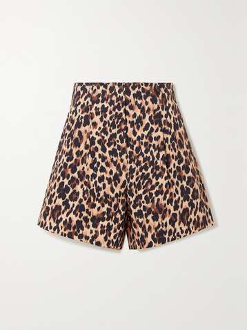 RACIL Sabi leopard-print cotton-blend shorts