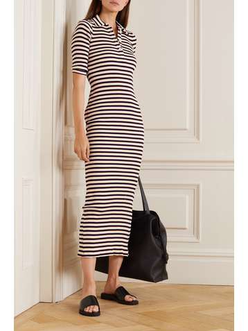 ROSETTA GETTY Midikleid aus gerippter Baumwolle mit Streifen