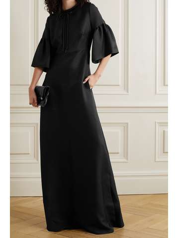 REEM ACRA Robe du soir en piqué de mikado à col noué