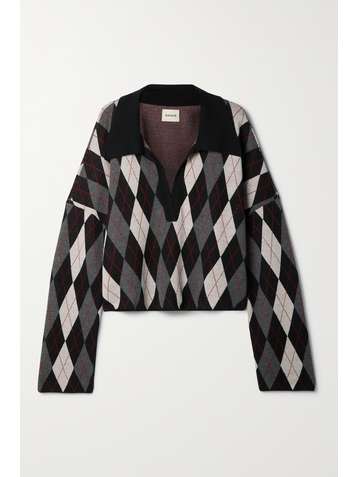 KHAITE Pull oversize en laine mérinos mélangée à motif jacquard Noelle