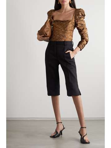 KHAITE Haut froncé en satin imprimé Shawna