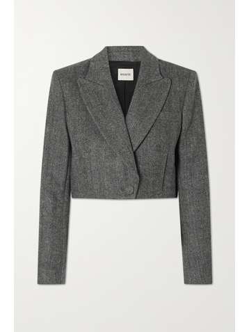 KHAITE Blazer raccourci en tweed de laine à chevrons Lucille