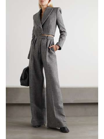 KHAITE Blazer raccourci en tweed de laine à chevrons Lucille