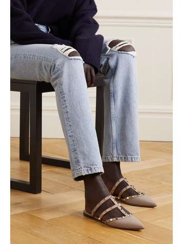 VALENTINO Valentino Garavani Rockstud leather point-toe flats