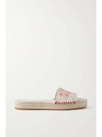 VALENTINO Valentino Garavani Atelier printed broderie anglaise canvas slides