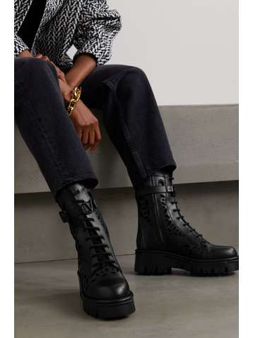 VALENTINO Valentino Garavani Schnürstiefel aus lasergeschnittenem Leder mit Logoverzierung