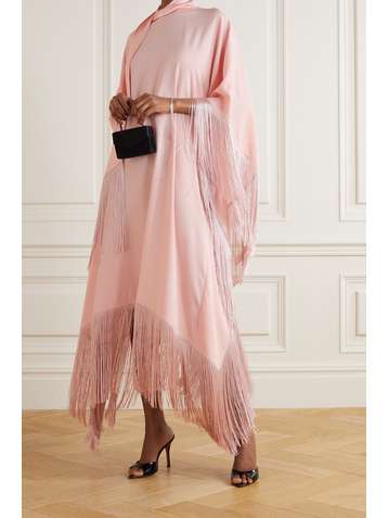 TALLER MARMO Mrs Ross tie-detailed fringed crepe kaftan