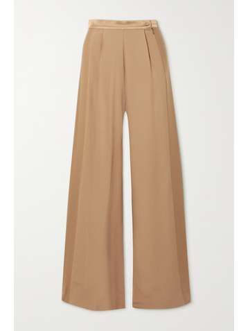 TALLER MARMO Palm Beach satin-trimmed silk-blend crepe wide-leg pants
