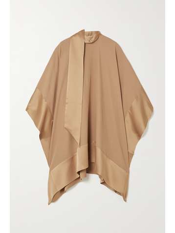 TALLER MARMO Palm Beach tie-detailed satin-trimmed silk-blend crepe kaftan