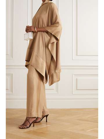 TALLER MARMO Palm Beach tie-detailed satin-trimmed silk-blend crepe kaftan