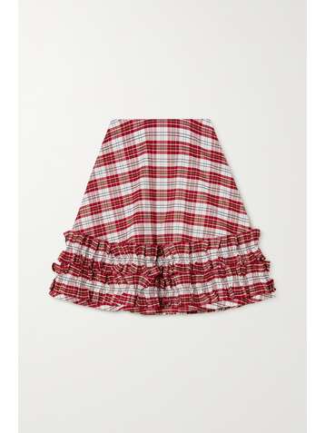 MOLLY GODDARD Ella ruffled checked cotton-blend mini skirt