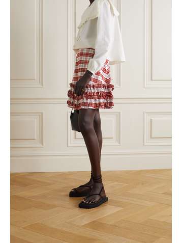 MOLLY GODDARD Ella ruffled checked cotton-blend mini skirt