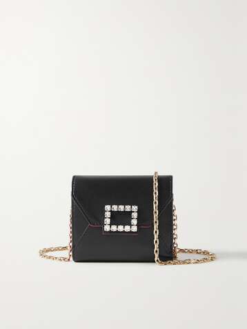 ROGER VIVIER Tres Vivier Strass mini embellished leather shoulder bag