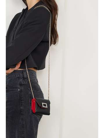 ROGER VIVIER Tres Vivier Strass mini embellished leather shoulder bag
