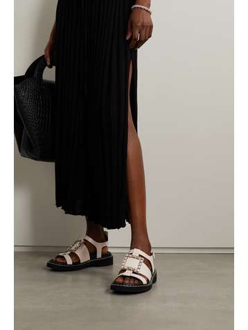 ROGER VIVIER Viv Rangers crystal-embellished leather sandals