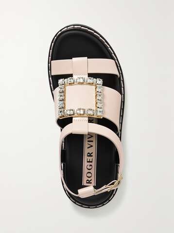 ROGER VIVIER Viv Rangers crystal-embellished leather sandals