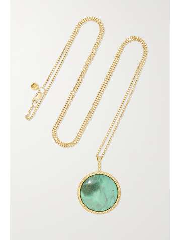 OCTAVIA ELIZABETH + NET SUSTAIN 18-karat recycled gold, variscite and diamond necklace