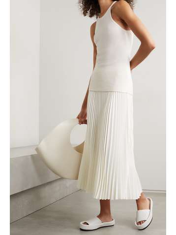 CO Pleated twill midi skirt