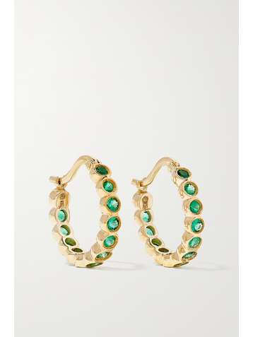 OCTAVIA ELIZABETH + NET SUSTAIN Petite Chloe recycled 18-karat gold emerald hoop earrings