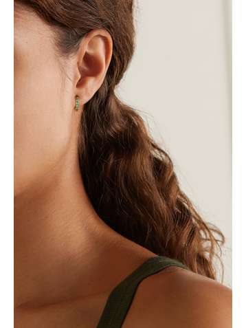 OCTAVIA ELIZABETH + NET SUSTAIN Petite Chloe recycled 18-karat gold emerald hoop earrings