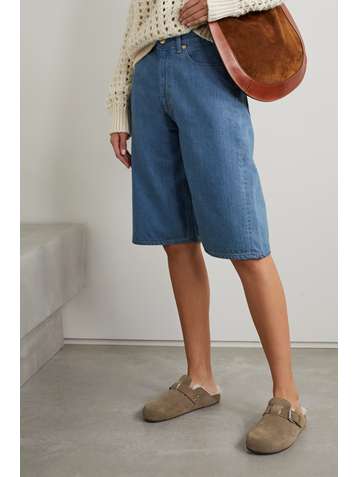 ISABEL MARANT Mirvin buckled shearling-lined suede slippers