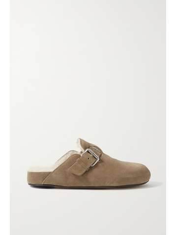 ISABEL MARANT Mirvin buckled shearling-lined suede slippers