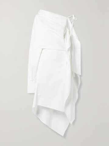 PETAR PETROV Aaber one-sleeve draped cotton and silk-blend poplin midi dress