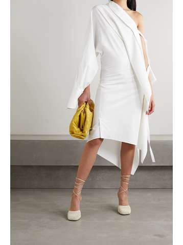PETAR PETROV Aaber one-sleeve draped cotton and silk-blend poplin midi dress
