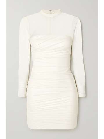 HERVÉ LÉGER + NET SUSTAIN + Julia Restoin Roitfeld mesh and recycled bandage mini dress