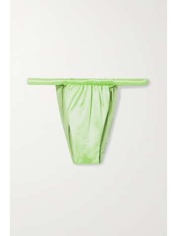 ISA BOULDER Joni ruched stretch-satin bikini briefs