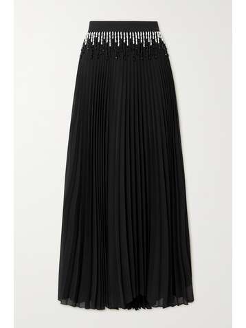CHRISTOPHER KANE Bead-embellished pleated crepe maxi skirt