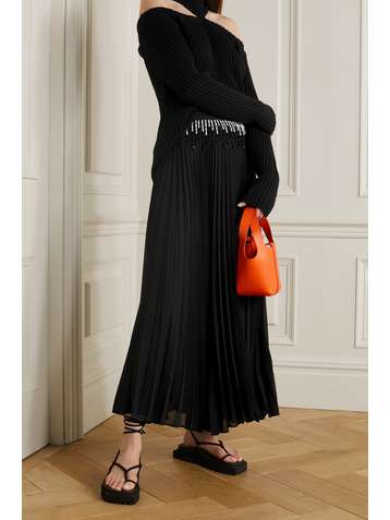 CHRISTOPHER KANE Bead-embellished pleated crepe maxi skirt