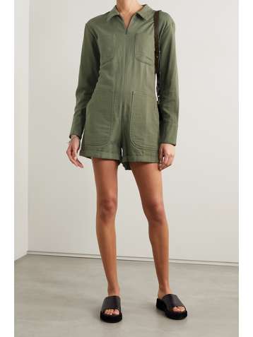RIVET UTILITY + NET SUSTAIN Hotshot cotton-twill playsuit
