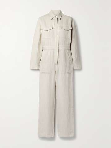 RIVET UTILITY + NET SUSTAIN Powerhouse herringbone linen and cotton-blend jumpsuit