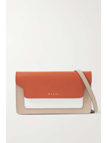MARNI Mini color-block textured-leather shoulder bag