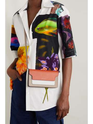 MARNI Mini color-block textured-leather shoulder bag