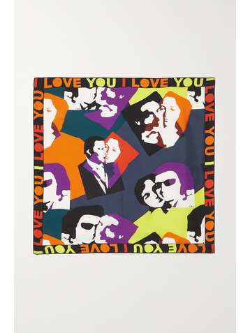 AZ FACTORY Pijama The Kiss printed silk-twill scarf