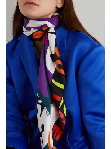 AZ FACTORY Pijama The Kiss printed silk-twill scarf