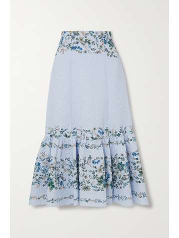 ERDEM Jupe midi en cloqué à imprimé fleuri Claude