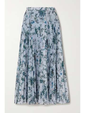 ERDEM Jupe midi plissée en crêpe de Chine à imprimé fleuri Nesrine
