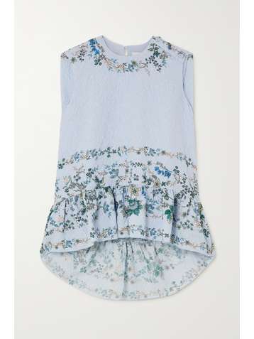ERDEM Haut oversize à basque en cloqué à imprimé fleuri Rutha