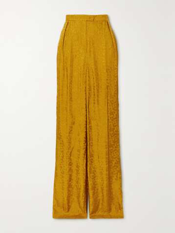 ERDEM Pantalon large en jacquard satiné à plis Hortencia