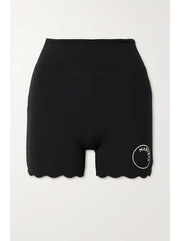 MARYSIA + NET SUSTAIN Billie Jean scalloped stretch recycled-seersucker shorts