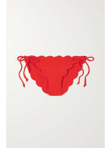 MARYSIA + NET SUSTAIN Mott scalloped recycled seersucker bikini briefs