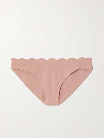 MARYSIA + NET SUSTAIN Santa Barbara scalloped recycled seersucker bikini briefs