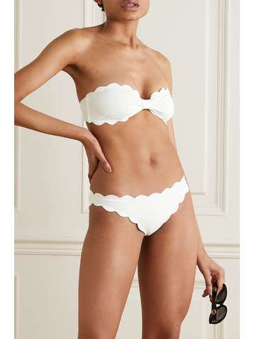 MARYSIA + NET SUSTAIN Antibes scalloped recycled seersucker bikini briefs