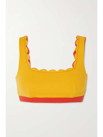 MARYSIA + NET SUSTAIN Palm Springs reversible scalloped recycled seersucker bikini top