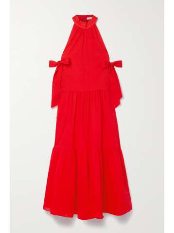 MARYSIA Molluscs tiered cotton-seersucker midi dress